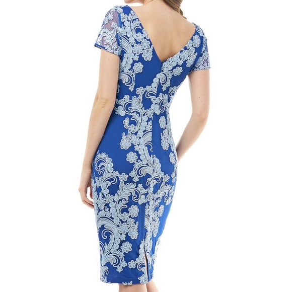 Short sleeve Illusion Soutache Midi Cocktail Dress - Picture 2 of 3